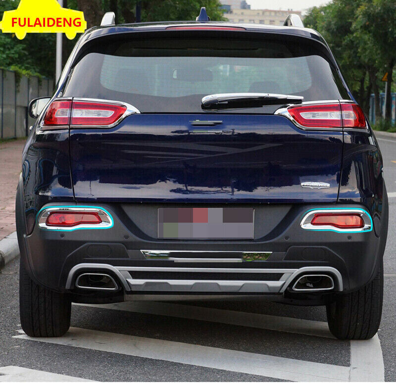 for Jeep Cherokee 2014-2018 Chrome Car Rear Bumper Fog Light Lamp Cover Trim 2X