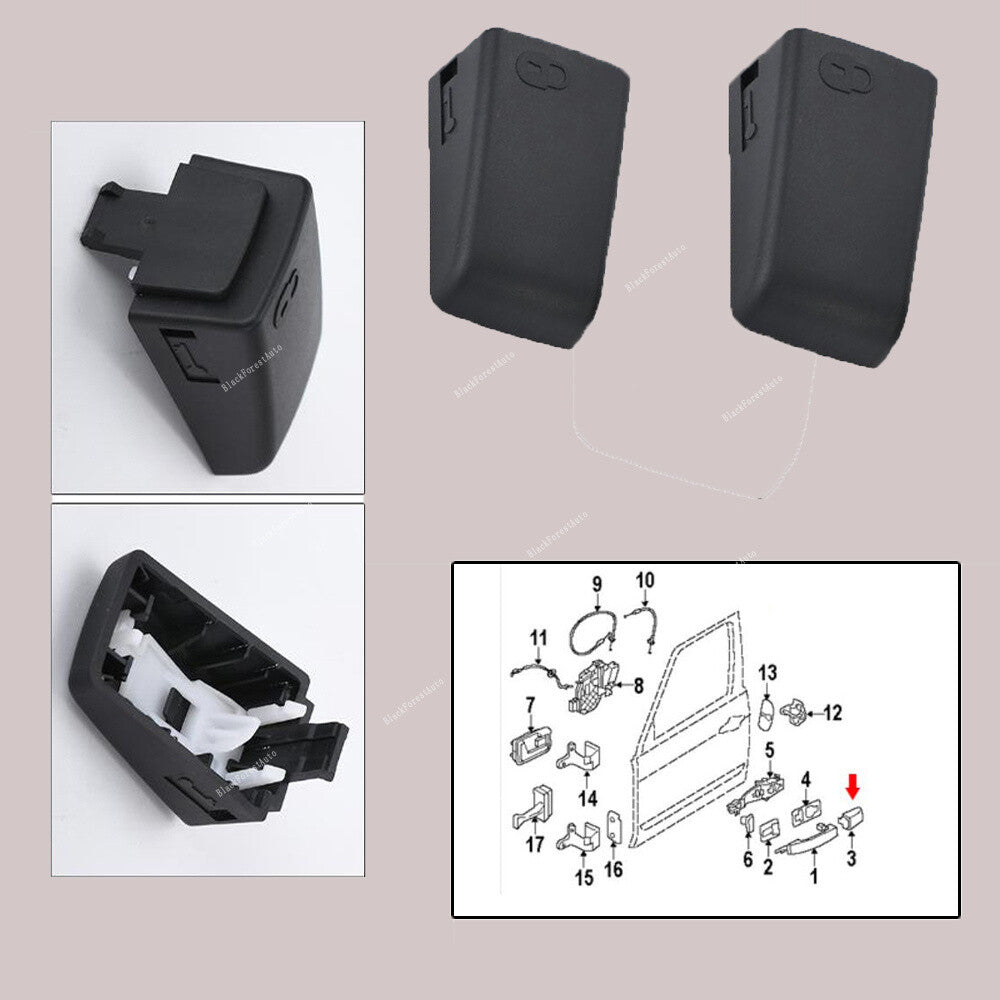 2X Driver Side Left Front Black Door Handle Cap for Land Rover LR2 LR3 LR032995