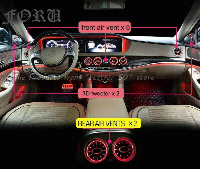 Interior Ambient Light Rear Air Vents LED Outlets for Mercedes Benz S Class W222