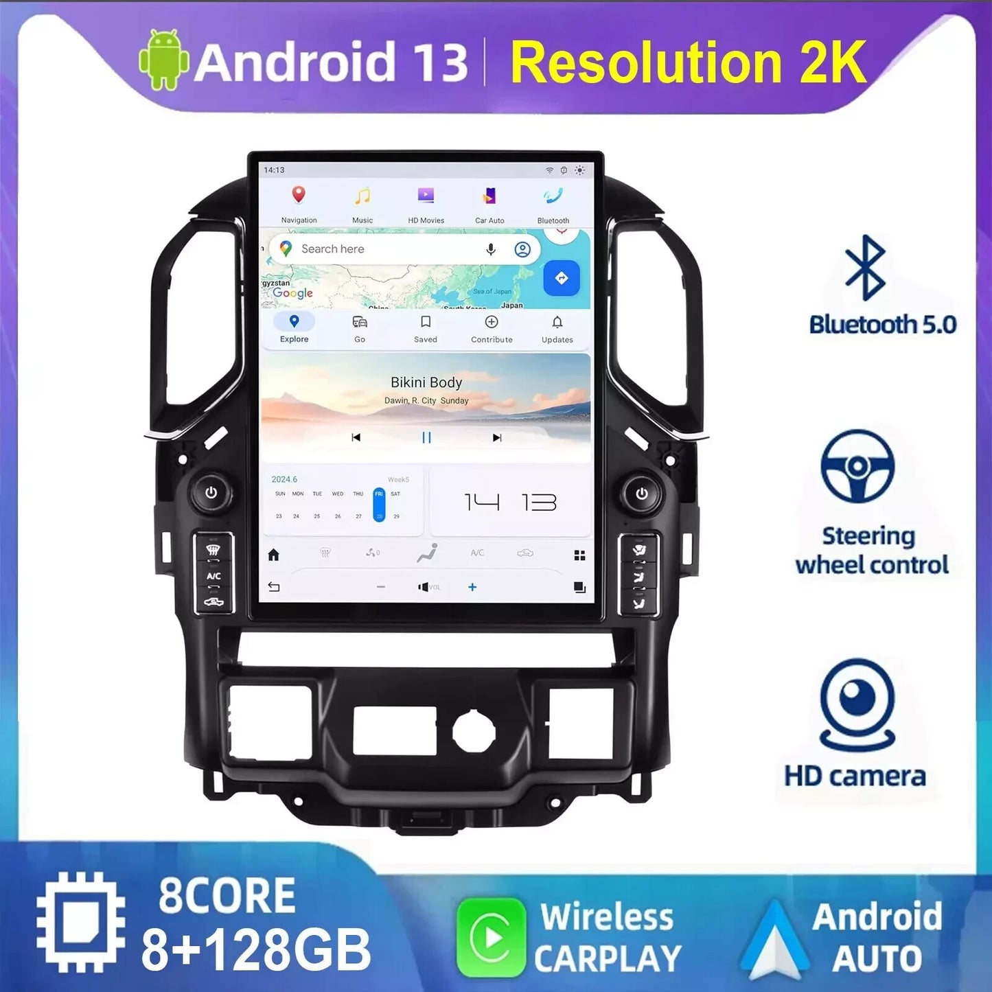 15.6 Car Radio for Chevrolet Silverado for GMC for Sierra 2019-2023 Android 13.0 Screen