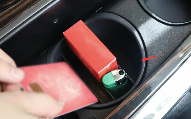 1P Middle Armrest Water Cup Storage Box Black for Nissan Armada Patrol 2017-2020