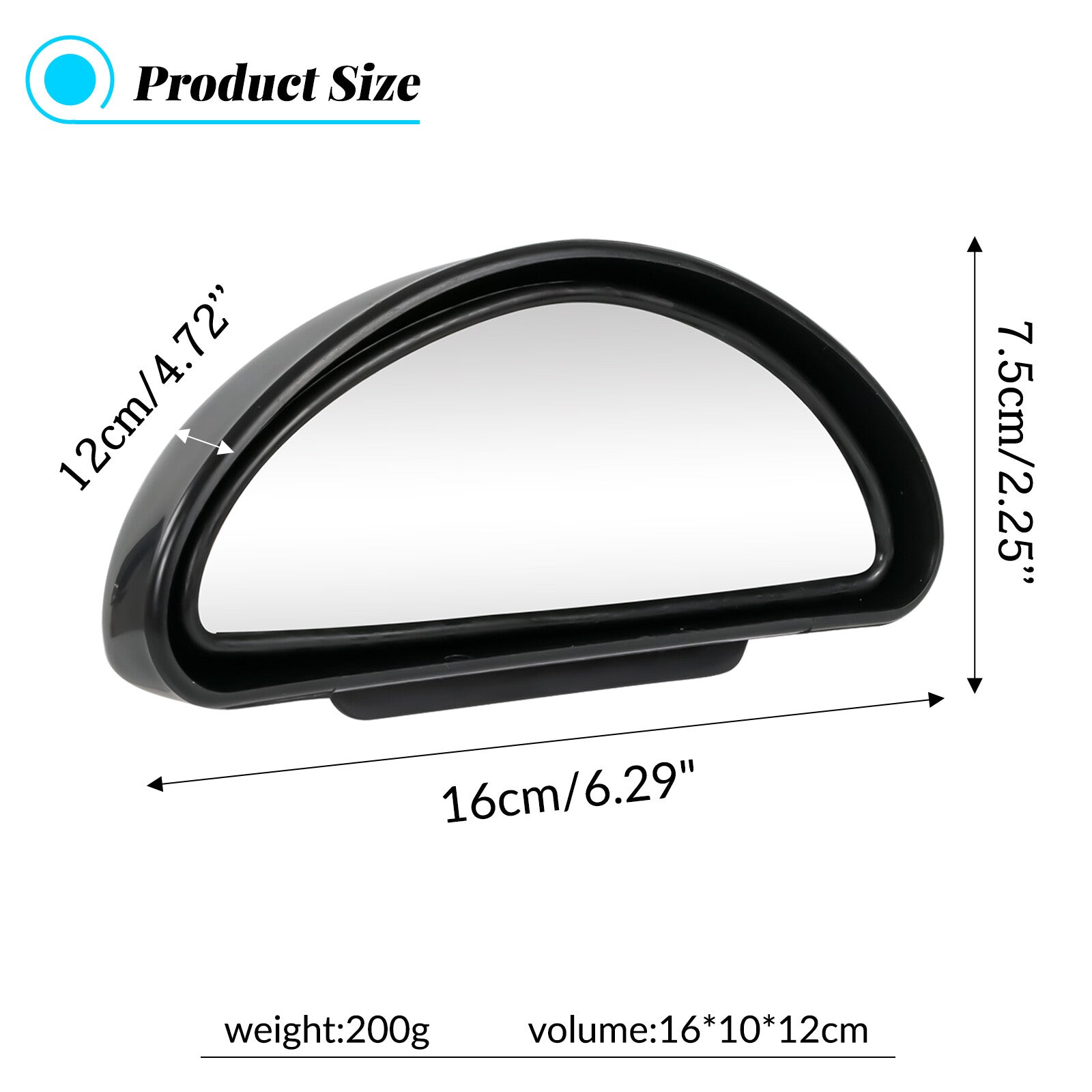 ?2X 16CM Blind Spot Convex Mirrors Wide Angle Rear Side View Car Truck Stick On