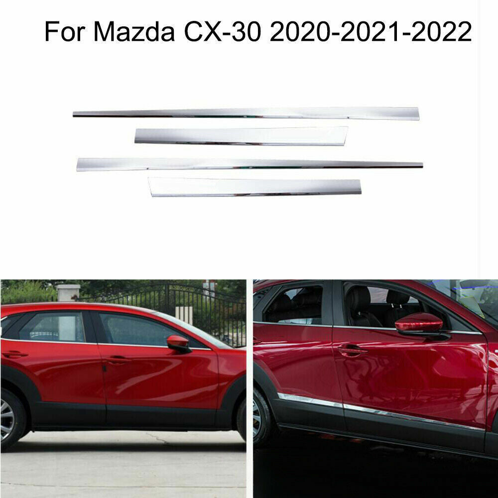 for Mazda CX-30 2020-22 ABS Chrome Body Door Side Sill Guard Molding Strip Trim