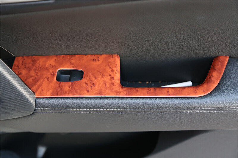 Glass Window Lifting Lock Panel Trim 4PCS for Hyundai IX25 2015-2019 Brown Wood