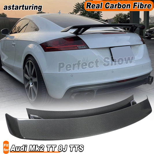 for Audi Mk2 TT 8J TTS 2008-2014 REAL CARBON Rear Trunk Spoiler Double-Deck Wing