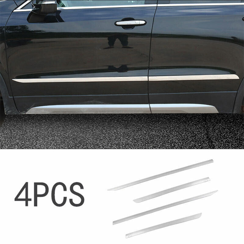 for Cadillac XT4 2018-21 Chrome Steel Side Door Body Molding Cover Strip Trim 4P