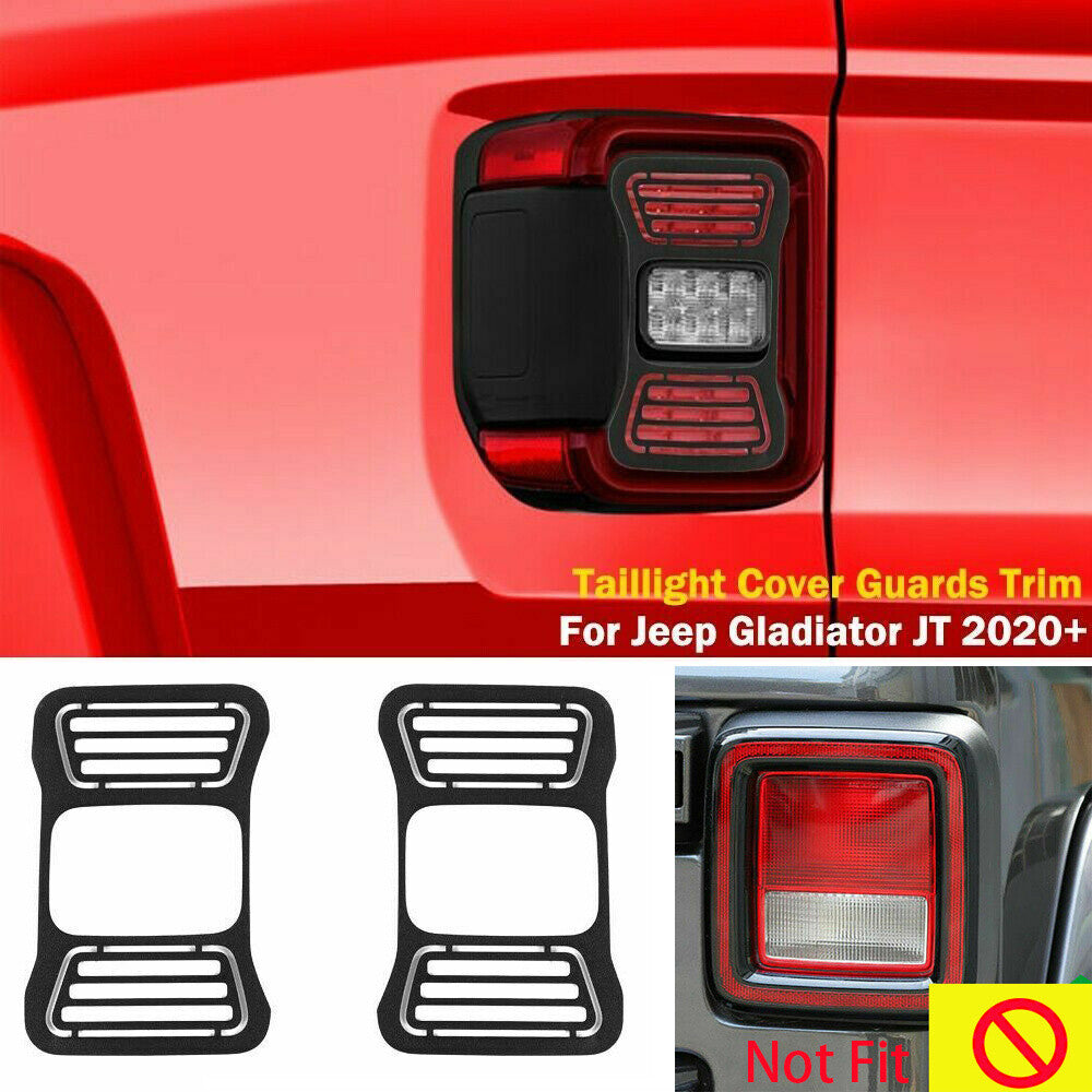 Rear Taillight LED Lamp Cover Guards Trim for Jeep Gladiator JT 2020+Alloy Black