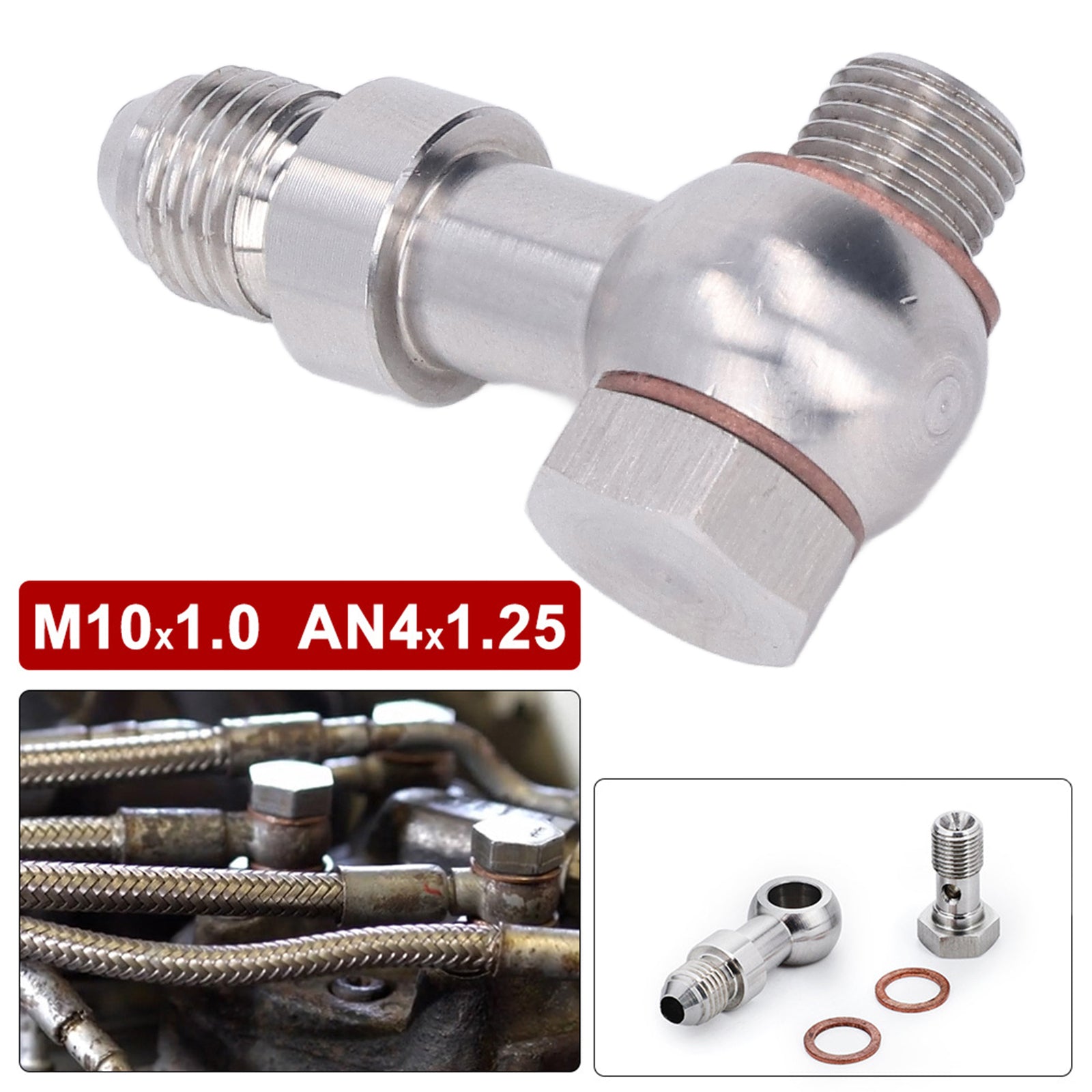 Hot Oil Feed Banjo Bolt Kit Turbocharger Restrictor Part For 110 4G63T 4B11T