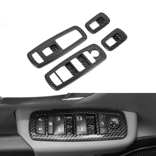 2016+ Carbon Fiber Window Lift Trim Switch Panel Cover Trims for Dodge Charger