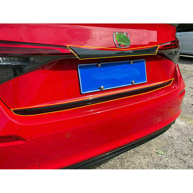 3p for Honda for Civic 2022-23 Carbon Fiber Rear Door Trunk Lid Tailgate Strip Trim