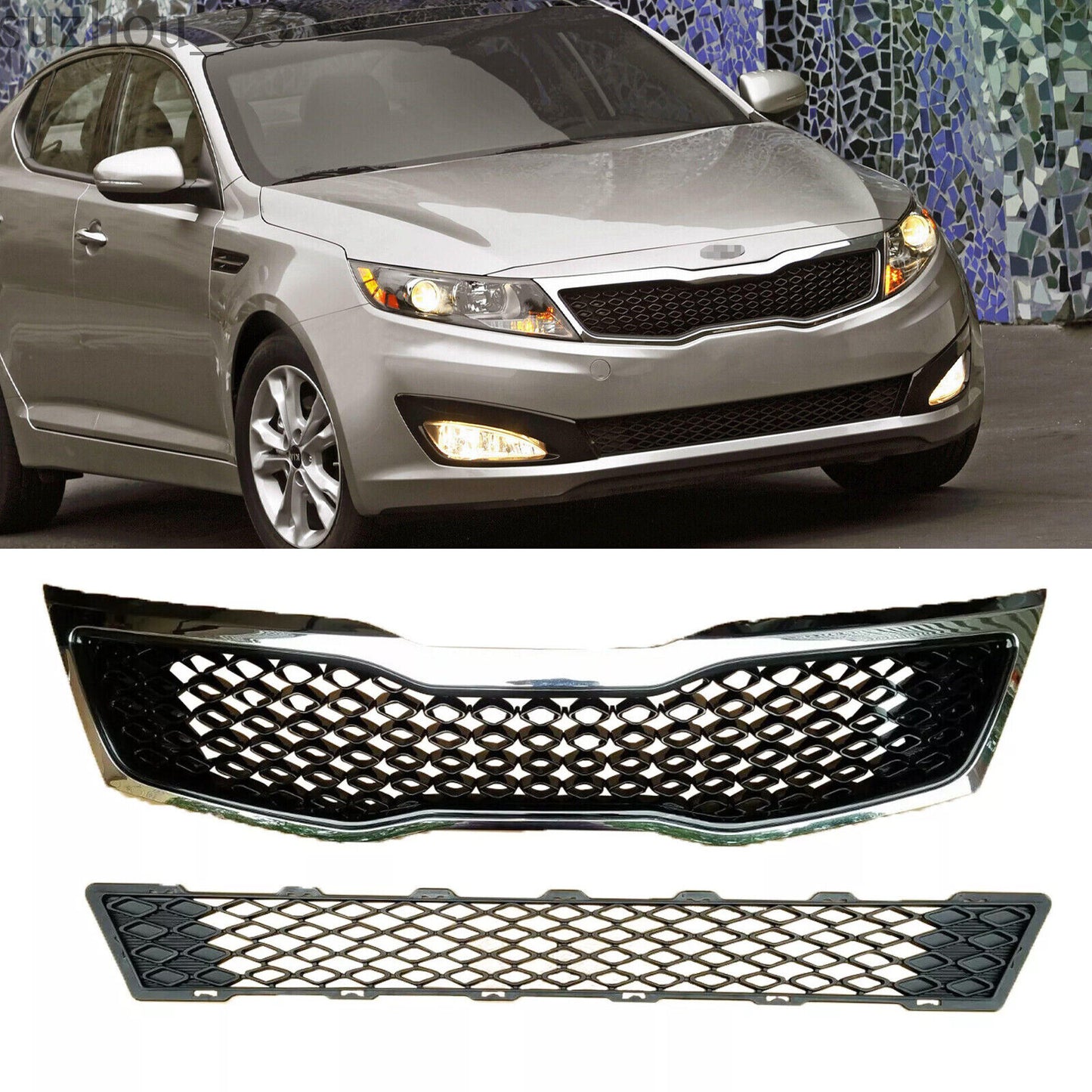 For 2011-2013 for Kia Optima LX EX Front Bumper Upper Radiator Grille Lower Grill