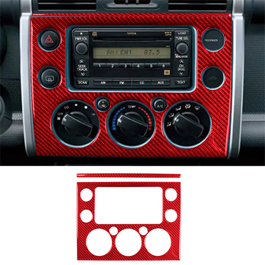 Red Carbon Fiber Center Console Navigation Cover For Toyot@ FJ Cruiser 2007-2021