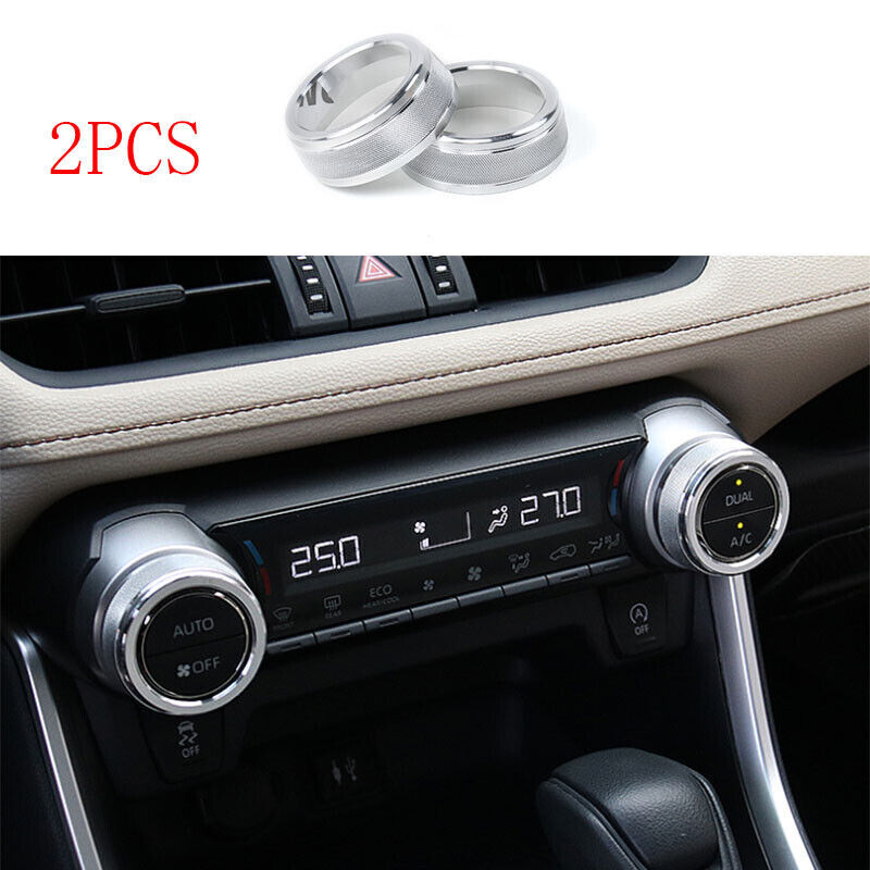 Silver Aluminum Central Console AC Switch Button Trims for Toyota RAV4 2019-2023