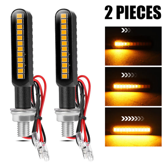 2PCS Flowing Motorcycle LED Amber Turn Bike Signal Indicators Blinker Lights