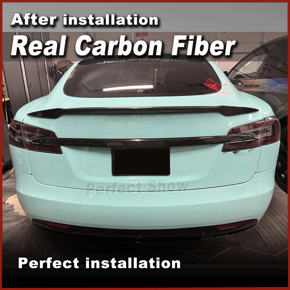 Fit for Tesla for Model S 2016-23 Real Carbon Rear Trunk Lid Tailgate Garnish Trims