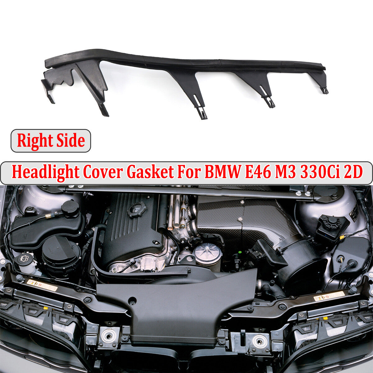 Right-hand grip for BMW E46 M3 330Ci headlight protective cover upper headlight spacer 63128384490