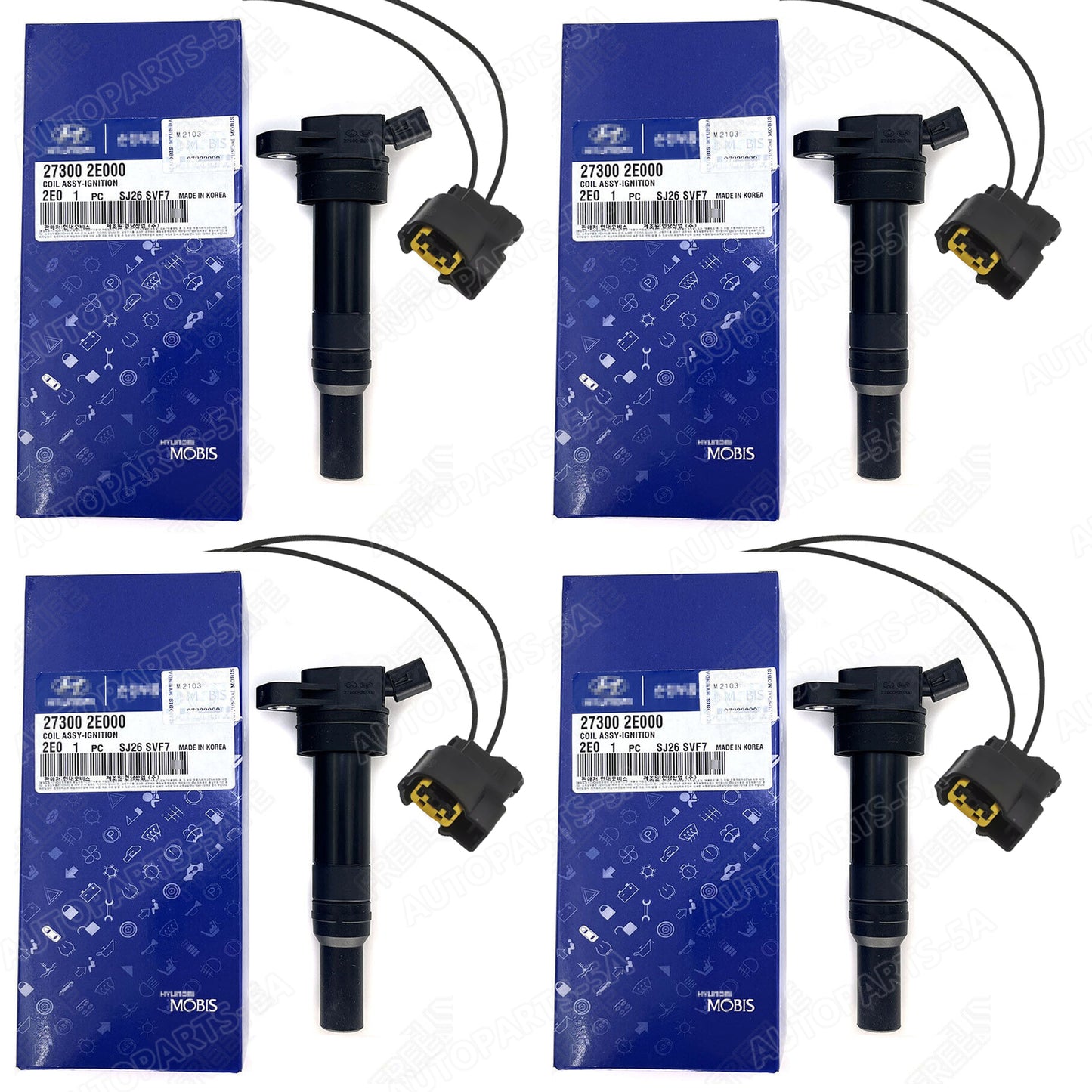 4-piece ignition coil and connector pack suitable for 01-17 for Hyundai for Elantra , for Kia Soul Forte 1.8L, 2.0L