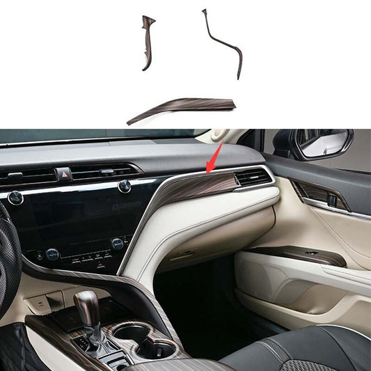 3PCS Trim for Toyota for Camry 2018-2022 Wood Grain Central Console Instrument Strip