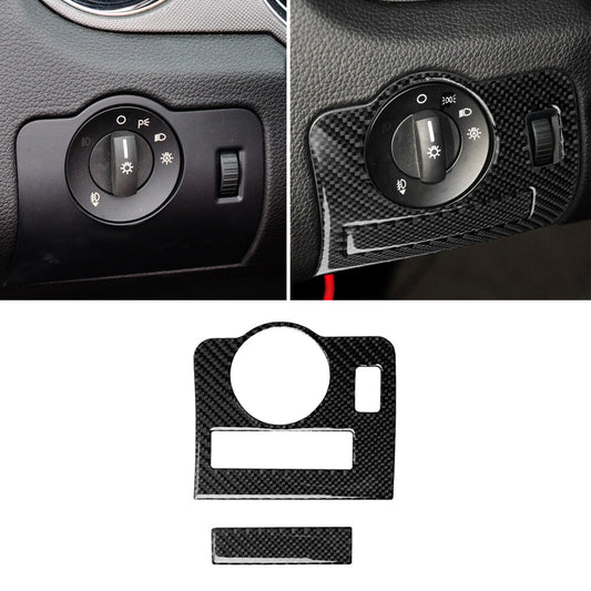 Carbon Fiber Interior Headlight Switch Panel Trim Fit for Ford for Mustang 2009-2013