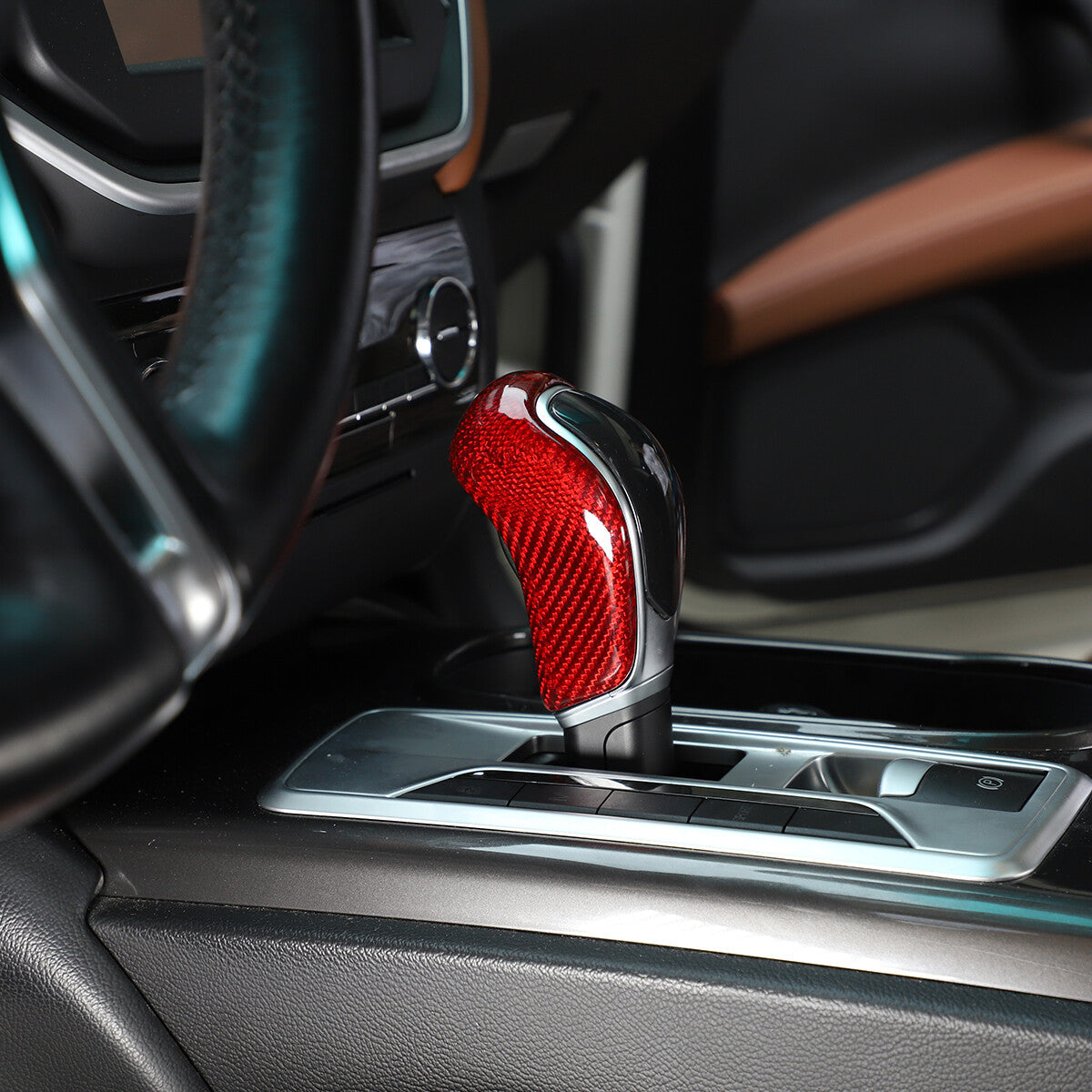 Red dry carbon fiber automotive gear shifter cover trim suitable for Maserati Ghibli for Levante