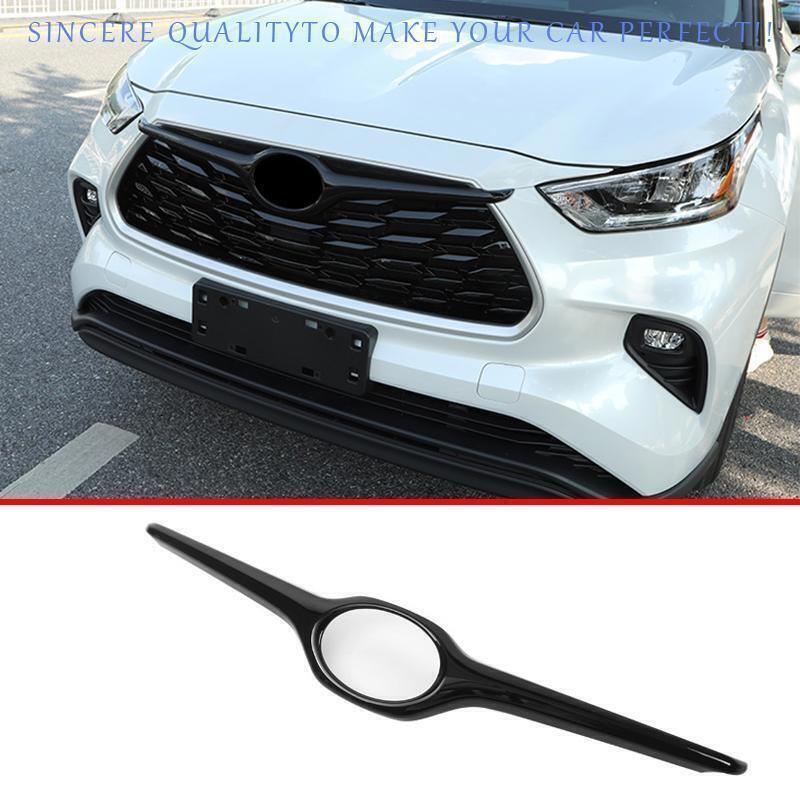 Glossy Black Front Center Grille Strip Cover New for Toyota Highlander 2020-2024