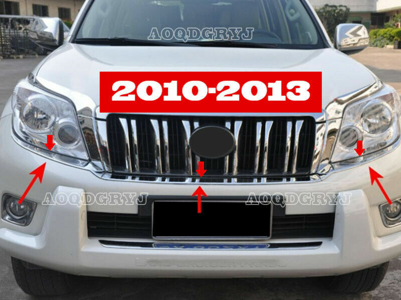 3pc Front bumper Headlight Grilles Lower Eyebrow Trim for Toyota Prado 2010-2013