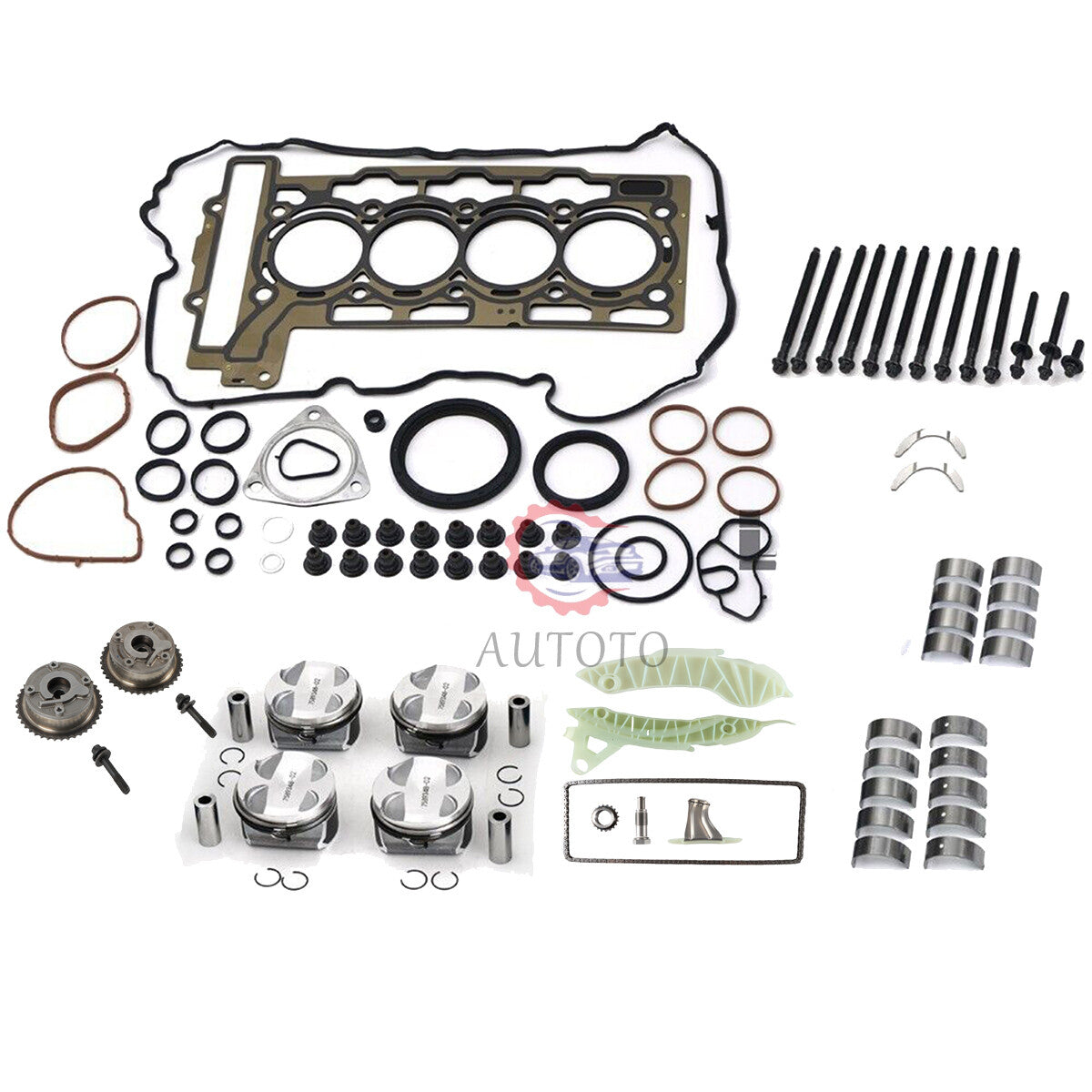 N12 N16 1.6L Engine Rebuild Kit - PISTON RING Head Bolts Bearings Set for BMW
