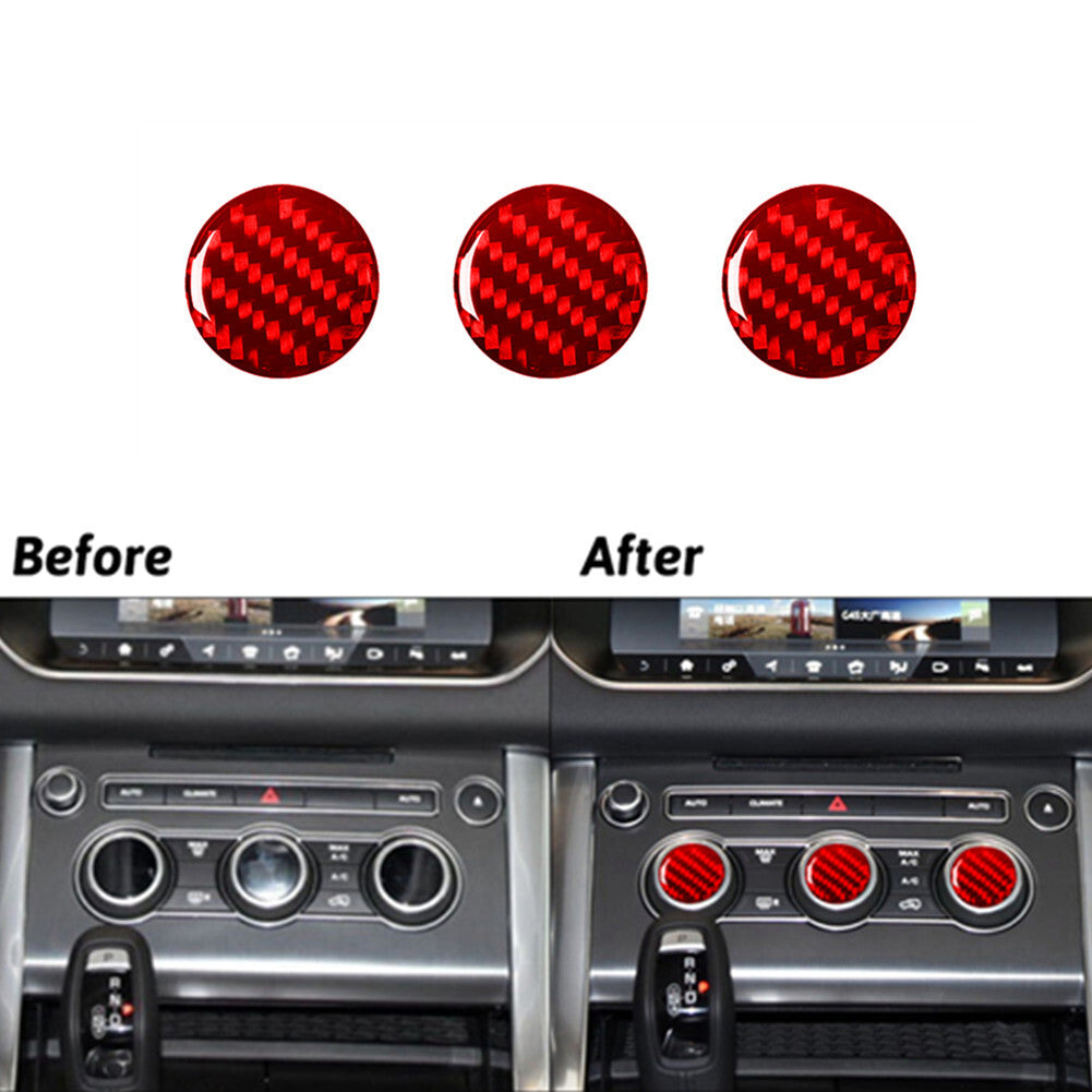 3Pcs Red Carbon Fiber Climate Control Buttons Trim For Land for Range Rover Sport