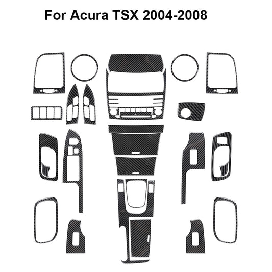 27Pcs Carbon Fiber Full Interior Kit Cover Trim Sticker for Acura TSX 2004-2008