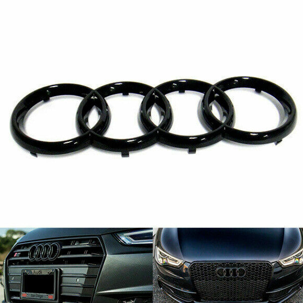 for Audi for A4 badge ring cover front cap BBQ badge gloss black 2020 - 2022