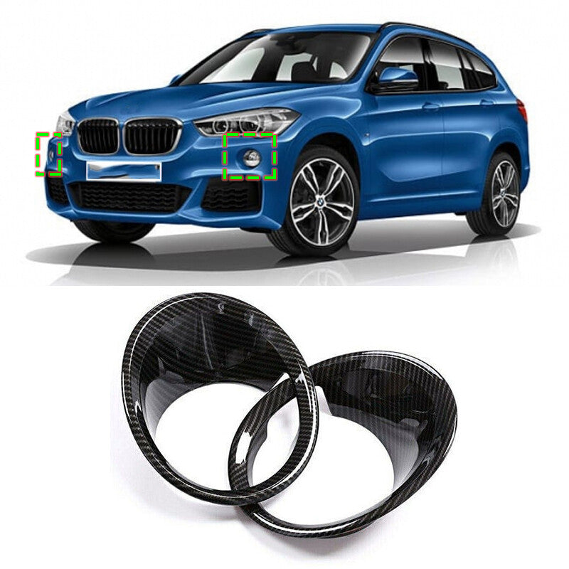 pair Carbon Fiber For 2016 2017-2019 for BMW X1 F48 Front Fog Light Lamp Cover Trim