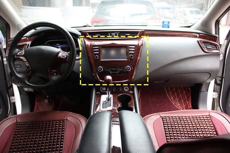 Central Console Navigation Frame Trim for Nissan Murano 2015-2021 Red Wood Grain