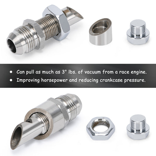 2x Exhaust Vacuum Scavenger Crank Case Vent CCV Kit Catch Can Vent Universal SS