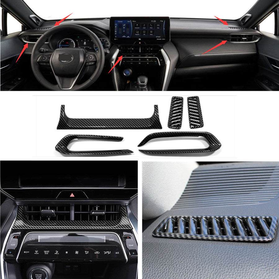 for Toyota Venza 2021-2023 Kit Dashboard Air Vent Cover Trim Carbon Fiber ABS 5X