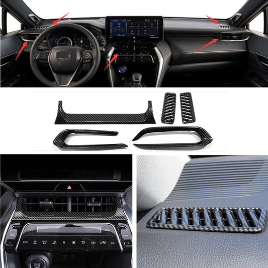 for Toyota Venza 2021-2023 Kit Dashboard Air Vent Cover Trim Carbon Fiber ABS 5X
