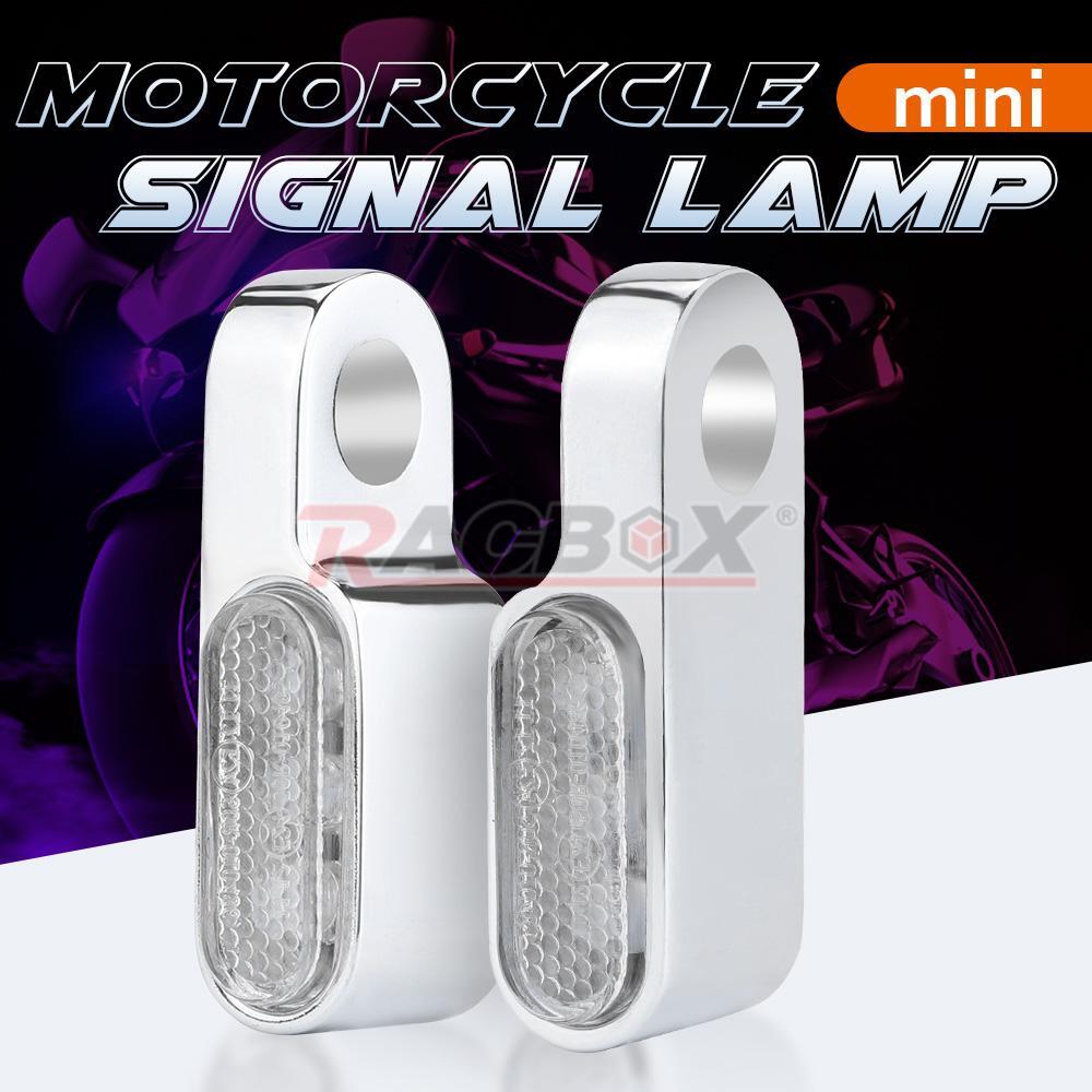 2X for Mini LED Motorcycle Turn Signals Indicator Amber Blinker Light Chrome Lamp