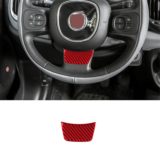 Red Carbon Fiber Inner Steering Wheel Chin Trim for Fiat 500L 2014-2017