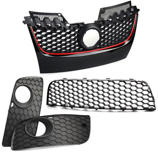 Front Honeycomb Grille Fog Light Grill Cover for VW for Golf for Jetta MK5 GTI GLI 06-09