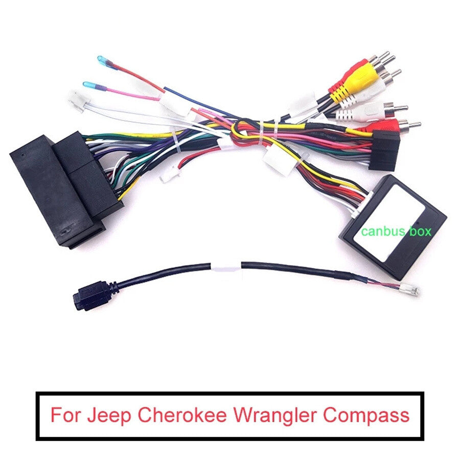 16 Pin Android Stereo Wire Harness+ Canbus Box for Jeep Cherokee/Grand Commander