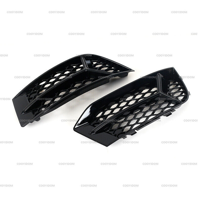 Pair for Audi A3 2017-2020 Fog Lamp Frames Honeycomb Fog Lamp Frame Black