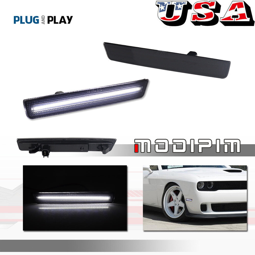 Smoke camera upgrade with white LED front marker lights for Dodge for Challenger 15-23