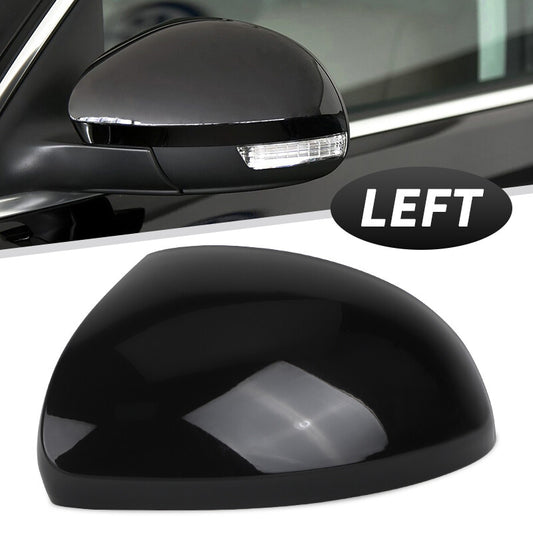Left Driver Side Door Wing Mirror Cover Cap Glossy Black for VW for Tiguan 2010-2016