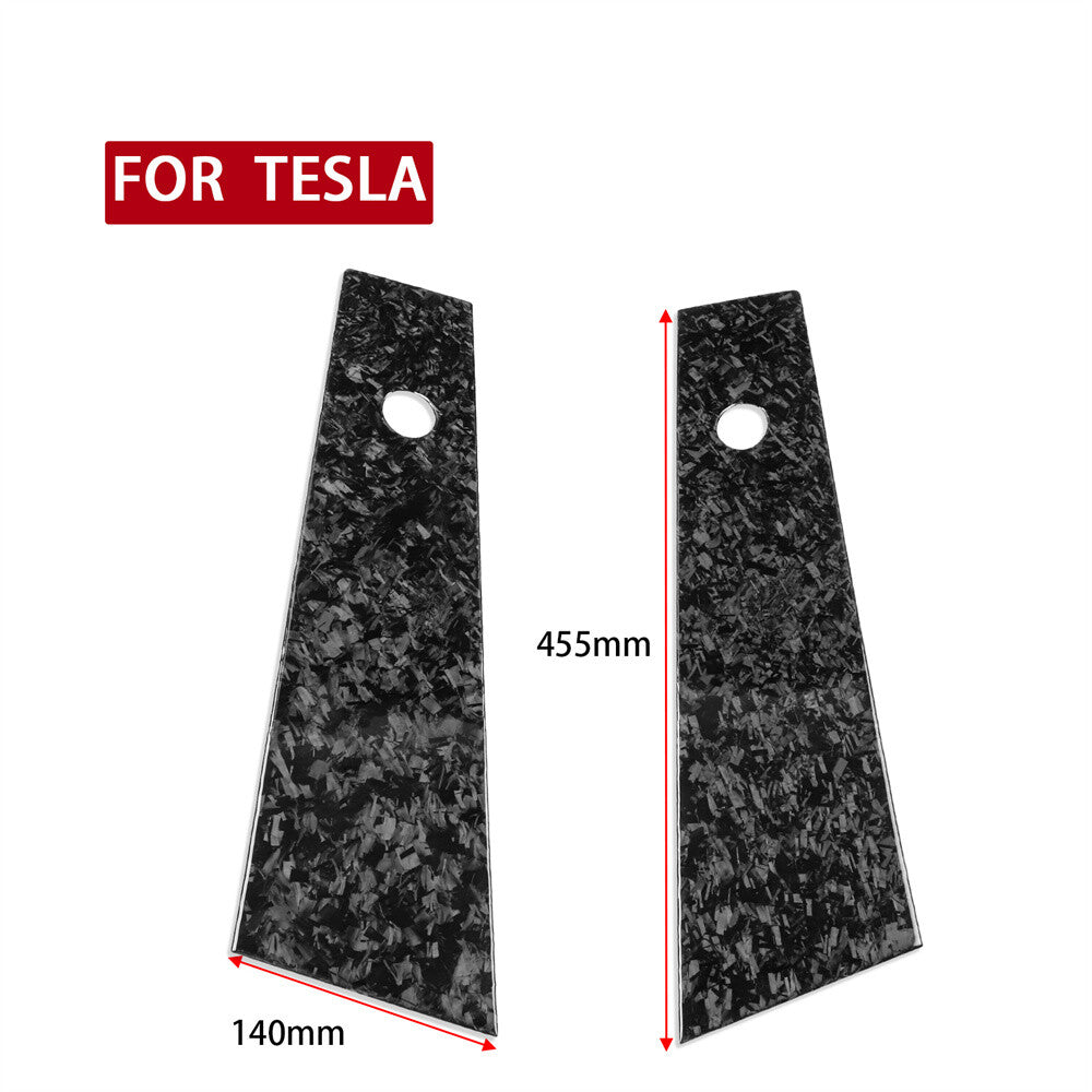 for Tesla for Model Y 2020+ Forged Carbon Fiber Window B Pillar Post Panel Door Trim