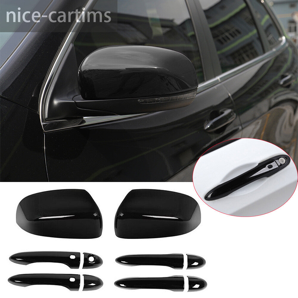 Black Side Rearview Mirror Door Handle Trim for Jeep Cherokee 14+ Compass 2017+