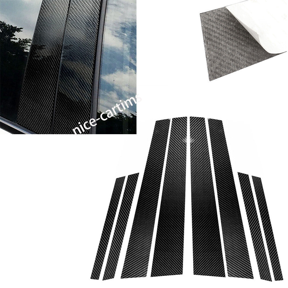 8Pcs Carbon Fiber Door Window Pillar Posts Panel Trim Kit for BMW X6 E71 2009-13