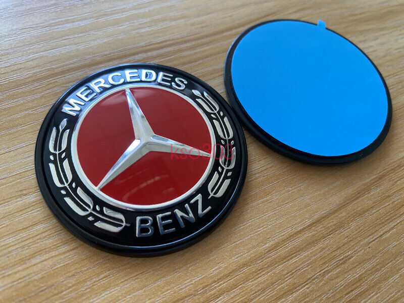 Black RED Hood Flat Badge Emblem (Paste) for Mercedes A C E S ML CLS Class
