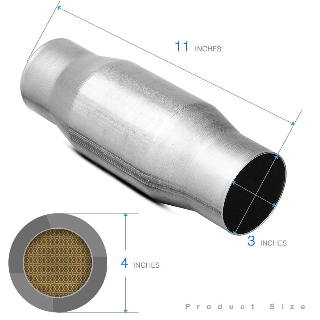 2x 3 inch Universal Catalytic Converter Stainless Steel Weld-On EPA OBDII