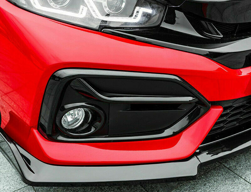 for Honda for Civic Hatchback 2016-2021 Gloss Black Front Fog Light Lamp Panel Cover