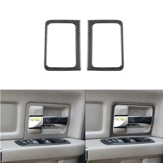 Carbon Fiber Interior Front Door Handle Cover Trim for Dodge for Ram 1500 2009-2012