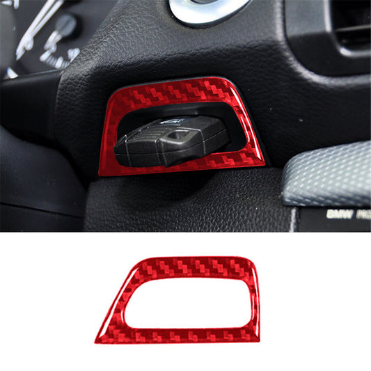 Red carbon fiber keyhole trim for BMW 1 Series convertible E82/E88 2008-2013